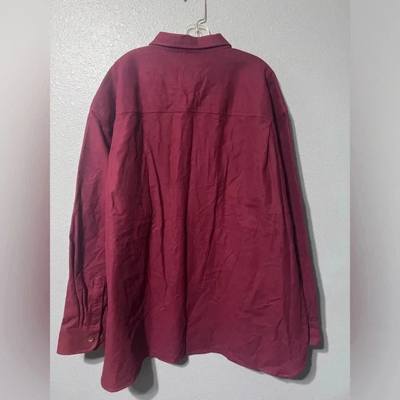 NWOT Cabela’s Flannel Shacket Chamois Shirt Mens Burgundy Sz 3XL/3TG Reg Cotton - Picture 2 of 4